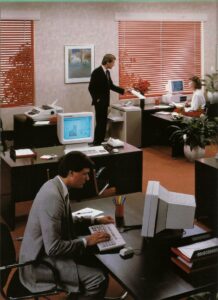 A 1980s office set up.